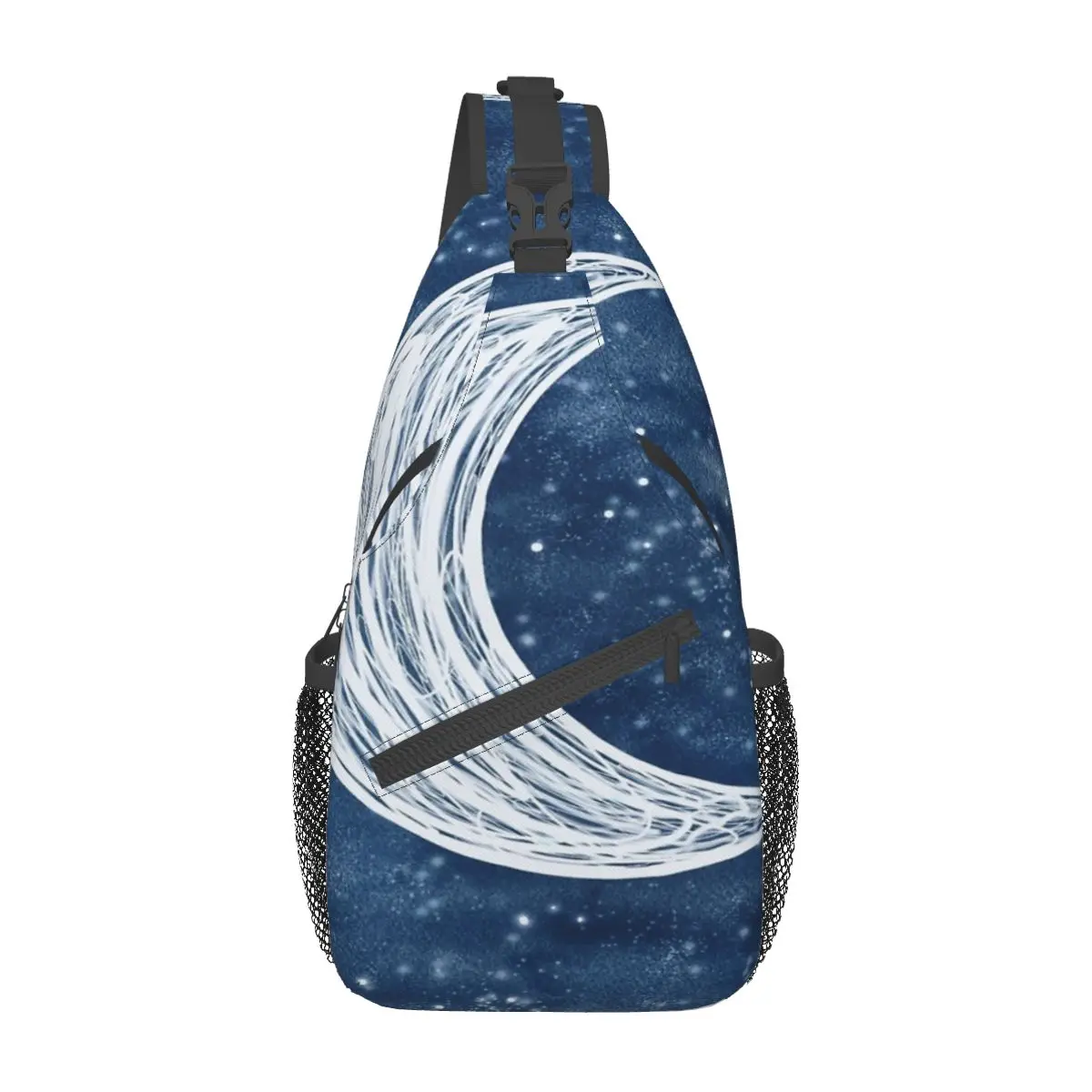 

Stars And Moon Pattern Chest Bag Holiday With Zipper Mesh Bag Daily Cross chest bag Multi-Style