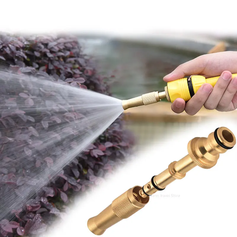 Spray Nozzle Water Gun Brass High Pressure Direct Spray Quick Connector Home Hose Adjustable Pressure Garden Sprinkler