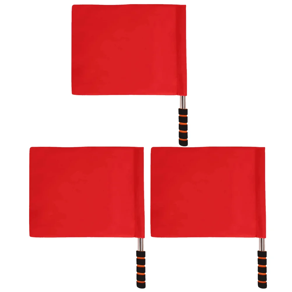 

3 Pcs Referee Flag Race Conducting Flags Racing Emblems Waving Soccer Match Signal Red Athletic Competition Game Hand