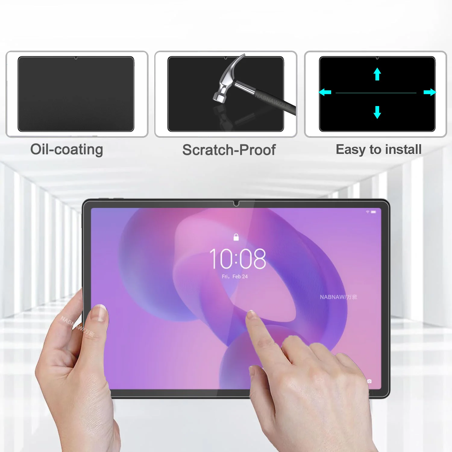 2 Pieces Hard Scratch Proof Film HD Tempered Glass Screen Protector For Lenovo Idea Tab Pro 12.7 2025 TB-373FU 3