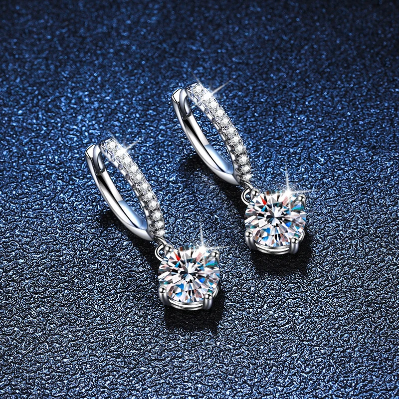 NeeTim 0.5ct 1ct S925 Sterling Silver Moissanite Drop Earrings Trendy Luxury Designer Earing for Women Gift With Certificate 3 NeeTim 0.5ct 1ct S925 Sterling Silver Moissanite Drop Earrings Trendy Luxury Designer Earing for Women Gift With Certificate - Image 3