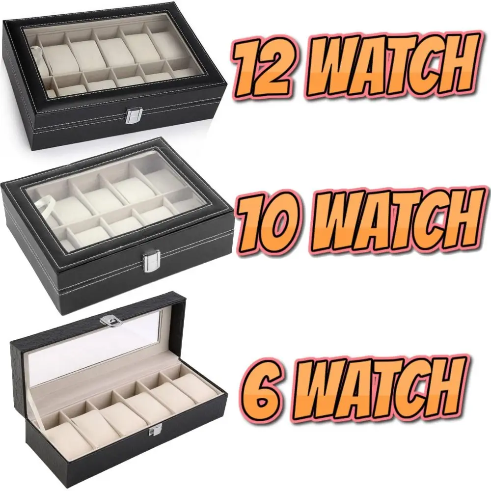 Watch storage box Mens 6 10 12 Grids PU Leather Watch Display Case Collection Storage Holder Jewelry Storage Packaging Box Watches Accessories