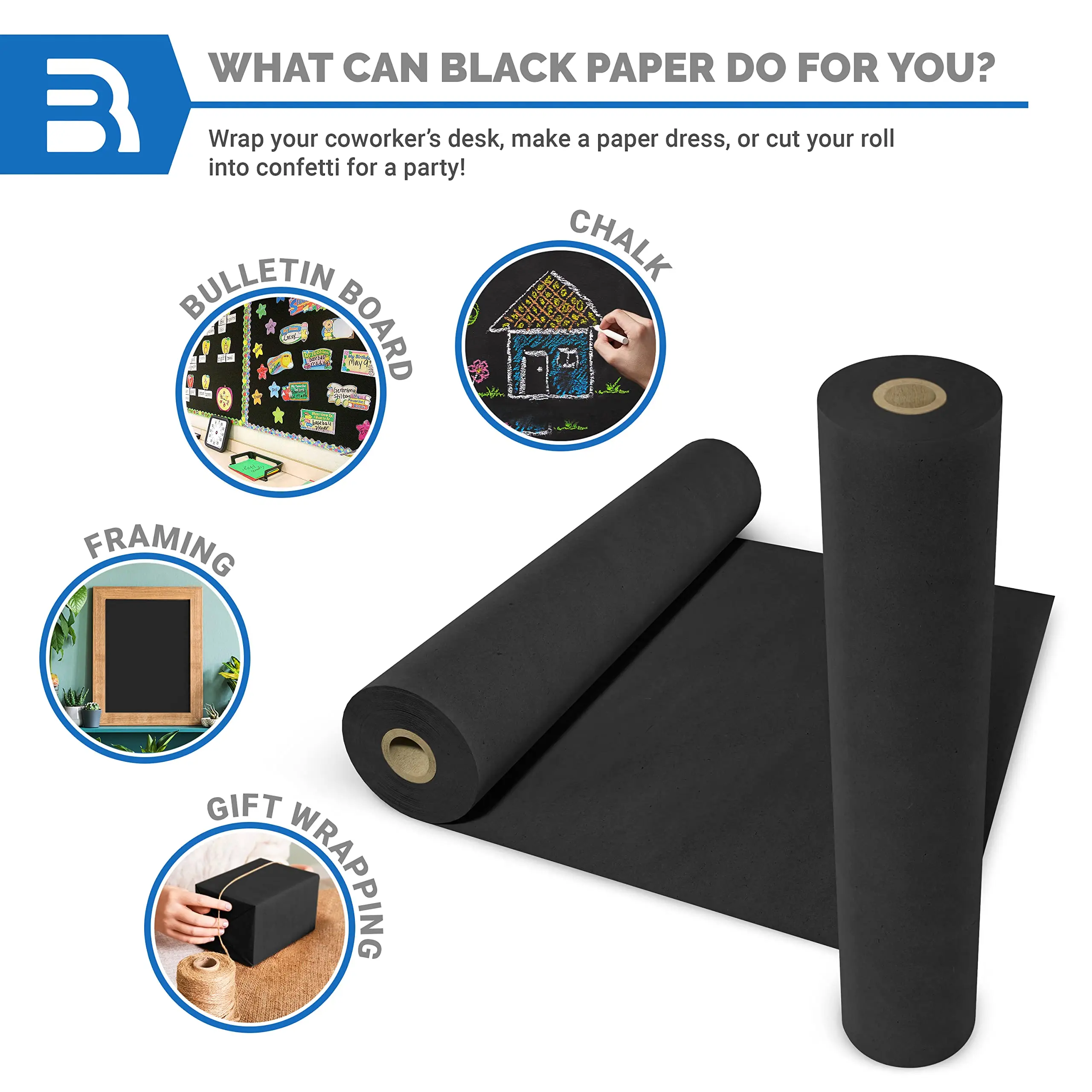 1 Roll Of Black Kraft And Craft Paper 30CM*10M Wall Art, Easel Paper,  Non-Fading Bulletin Board Paper, Gift Wrapping Paper