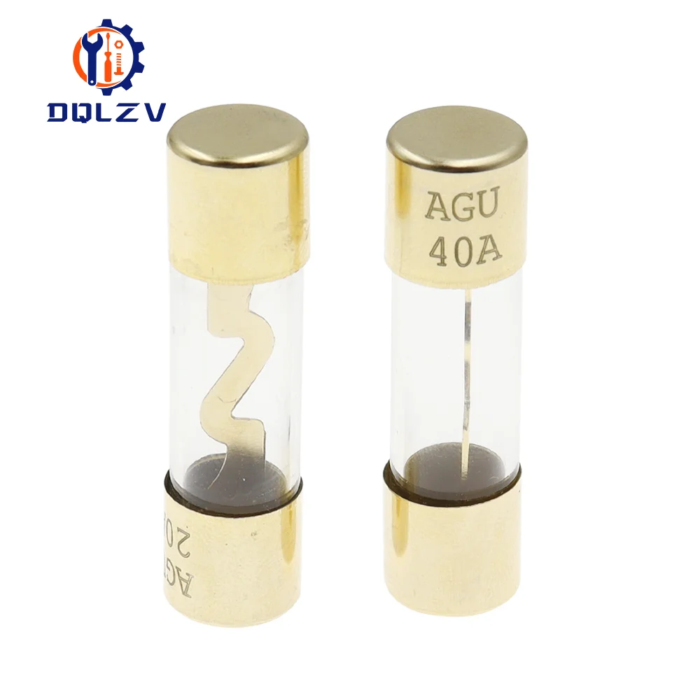 Car Fuse Gold Plated Glass AGU Fuses 5Pcs Pack 10A 15A 20A 25A 30A 40A 50A 60A 70A 80A 100A for Car Audio Amp