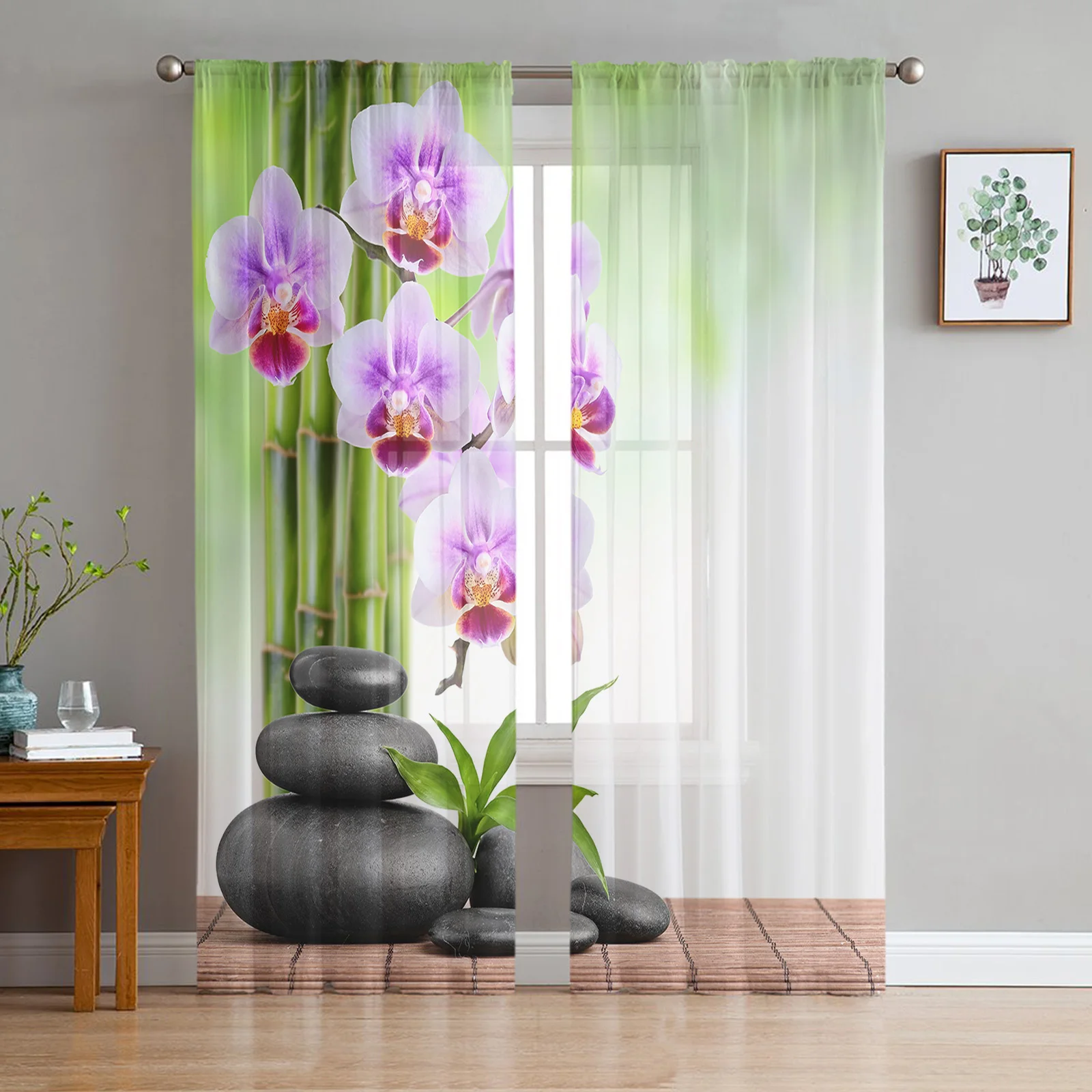 Bamboo-Orchid-Zen-Stone-Flower-Sheer-Curtains-Living-Room-Window-Tulle ...