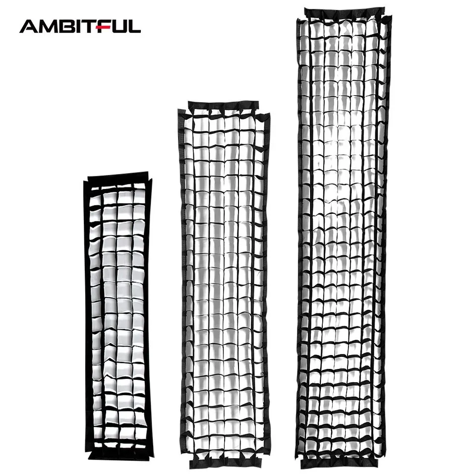 AMBITFUL(소프트박스는 포함되어 있지 않음) 스트립 소프트박스 허니컴 그리드, 22x90cm 30x120cm 35x160cm 직사각형 허니컴 그리드