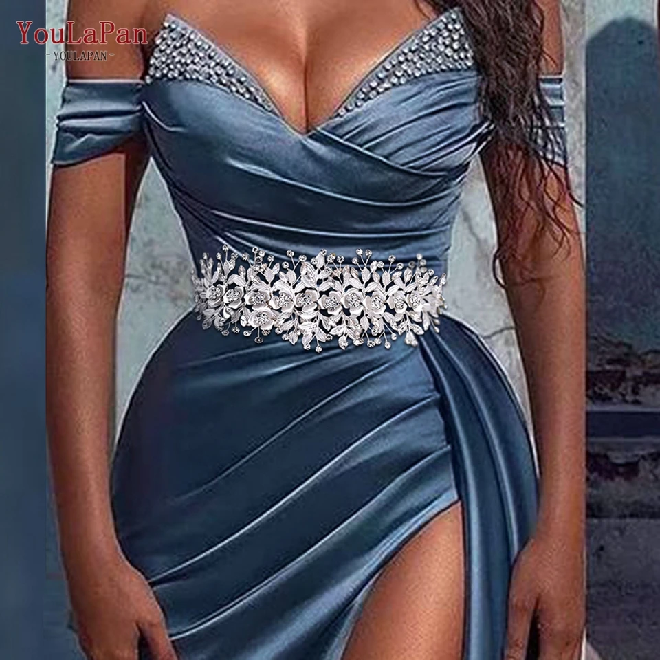 TOPQUEEN S28B-G Cintura da sposa da sposa con strass dorati da