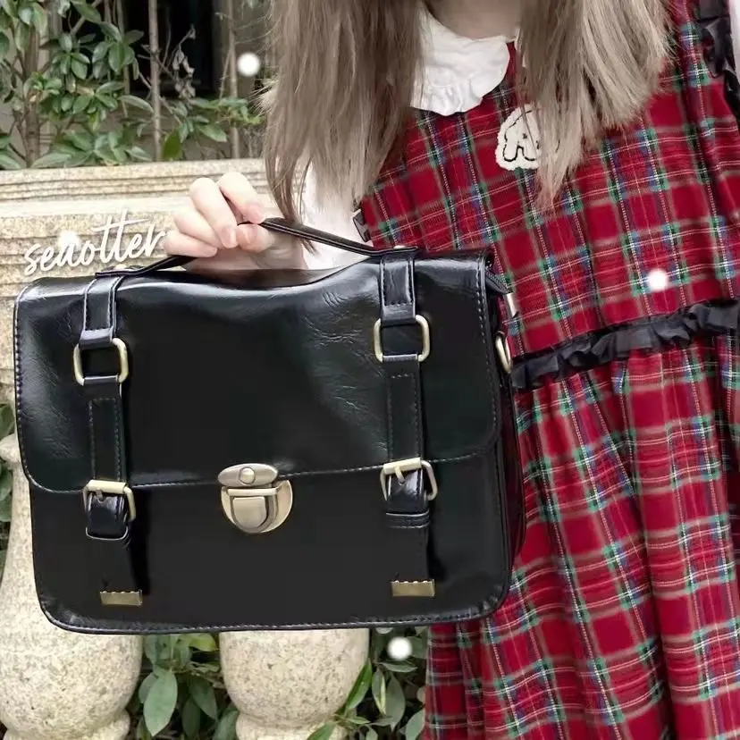 JIAERDI Vintage Black Y2k Messenger Bag Women 2025 New PU Leather Solid Crossbody Bags Ladies Retro Harajuku JK Handbags Female