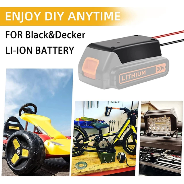 Black & Decker 20V Battery Adapter Holder dock mount w/ Wires for Power  Wheels