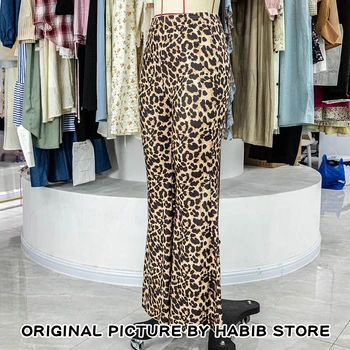High Waist Leopard Print Flare Leggings Pants Korea Style 2024 Summer Autumn Women Fashion Sexy Bodycon Trousers Club Pants Slim 4