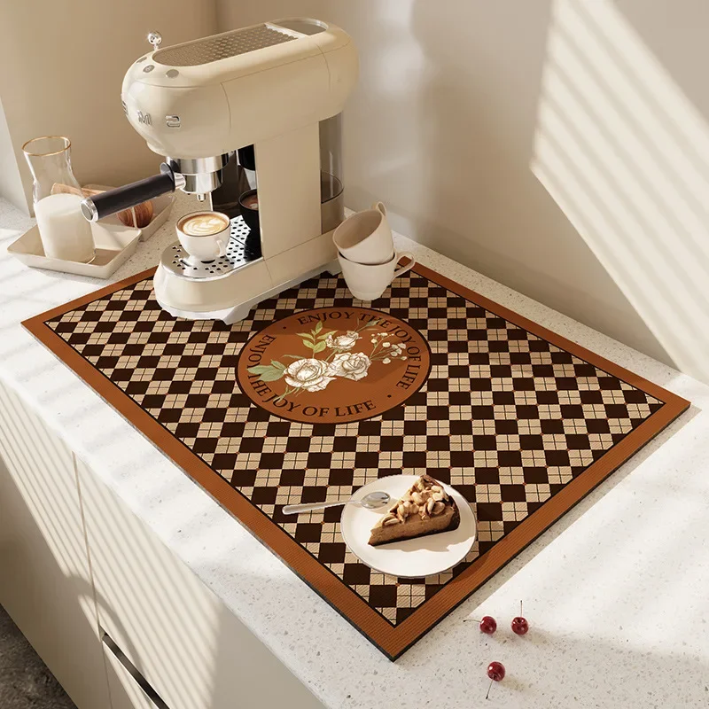 대형 주방 슈퍼 흡수 매트 커피 접시 배수 매트 건조 매트 퀵 드라이 욕실 배수 패드 주방 수도꼭지 플레이스 매트 