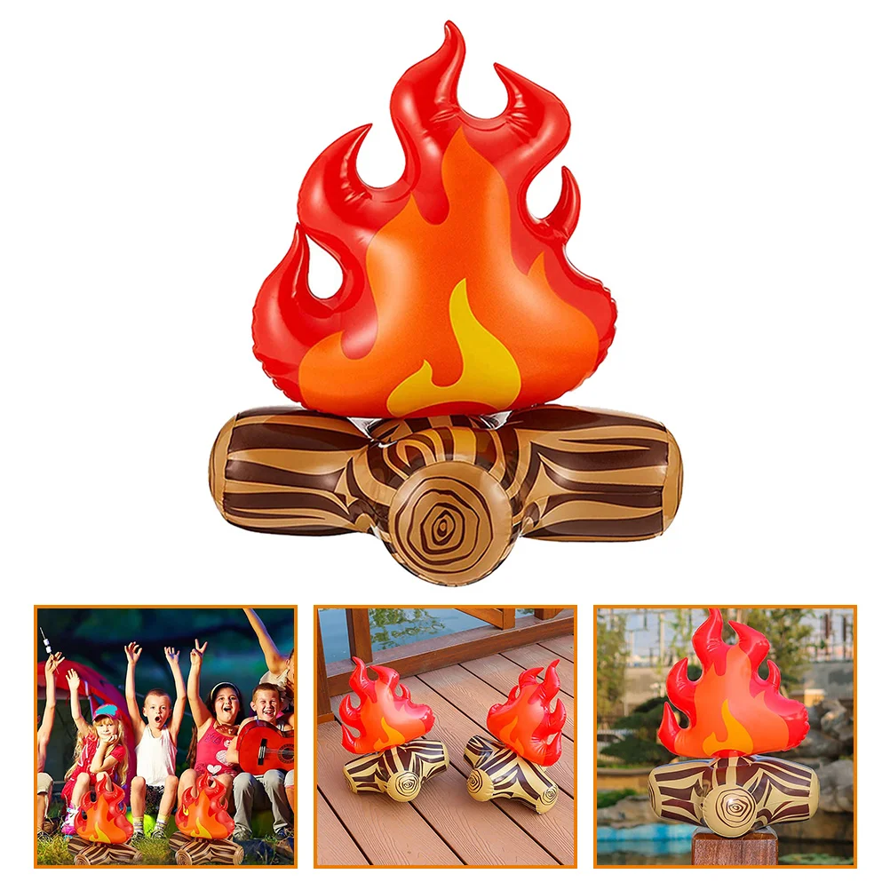 Faux Feu De Camp Gonflable - Lot De 2 Flammes 3D - Décoration Fête, Anniversaire, Halloween - PVC Léger Et Réutilisable