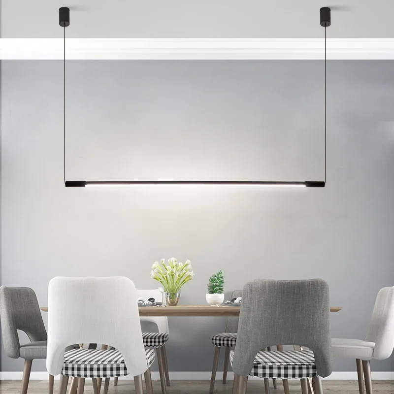 Modern Led Linear Pendant Lamp Dimmable Black For Kitchen Table Dining Room Chandelier Lighting Designer Lighting Luster Fixture pendant lights pendant lamp chandelier lighting