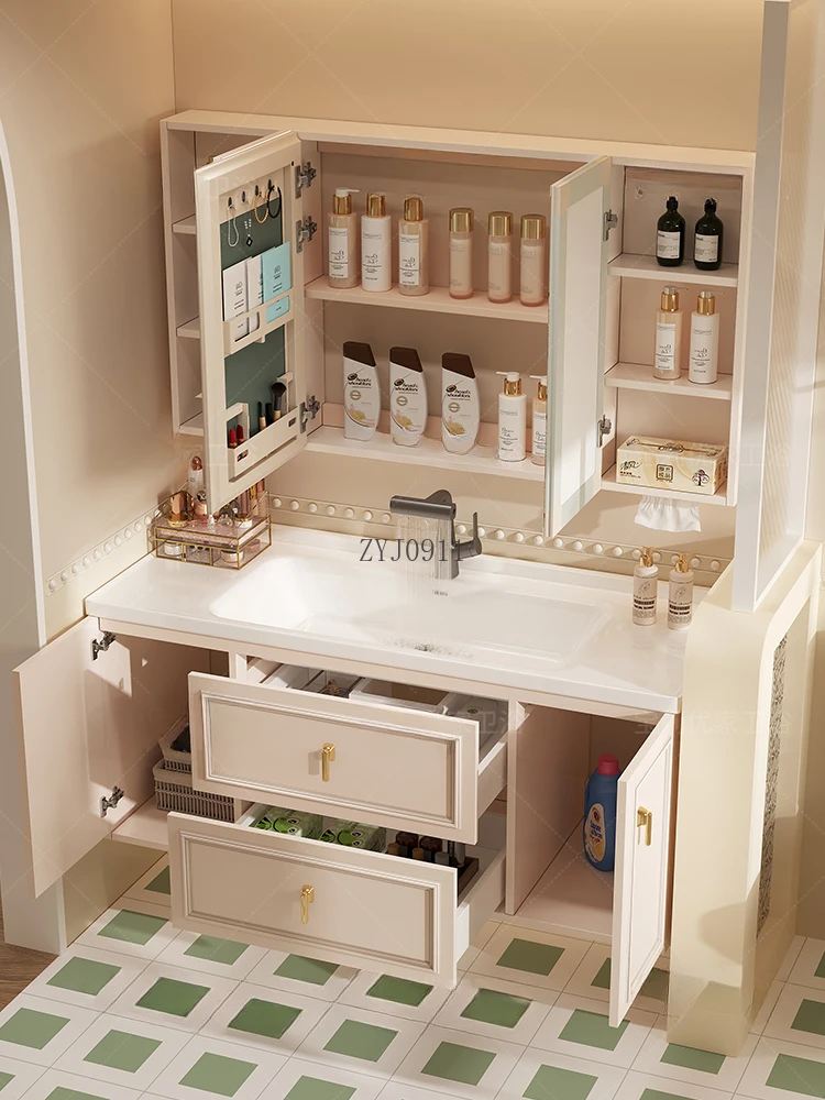 *Cream air type bathroom cabinet ceramic integrated basin bathroom cabinet toilet wash basin combination