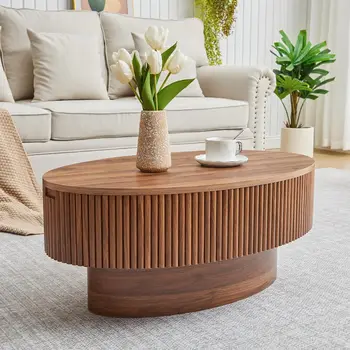 Oval Coffee Table with Hidden Storage – 31.5" Modern Center Table 1