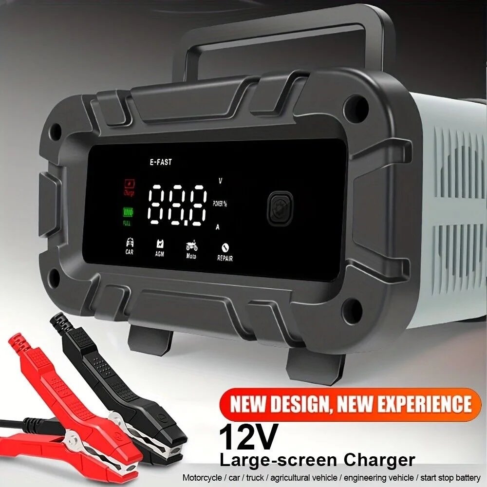 10A/6A/5A Fully Automatic Battery Charger 12V/24V Car Motorcycle Level 7 Charging Pulse Repair for Car Motorcycle AGM GEL WET