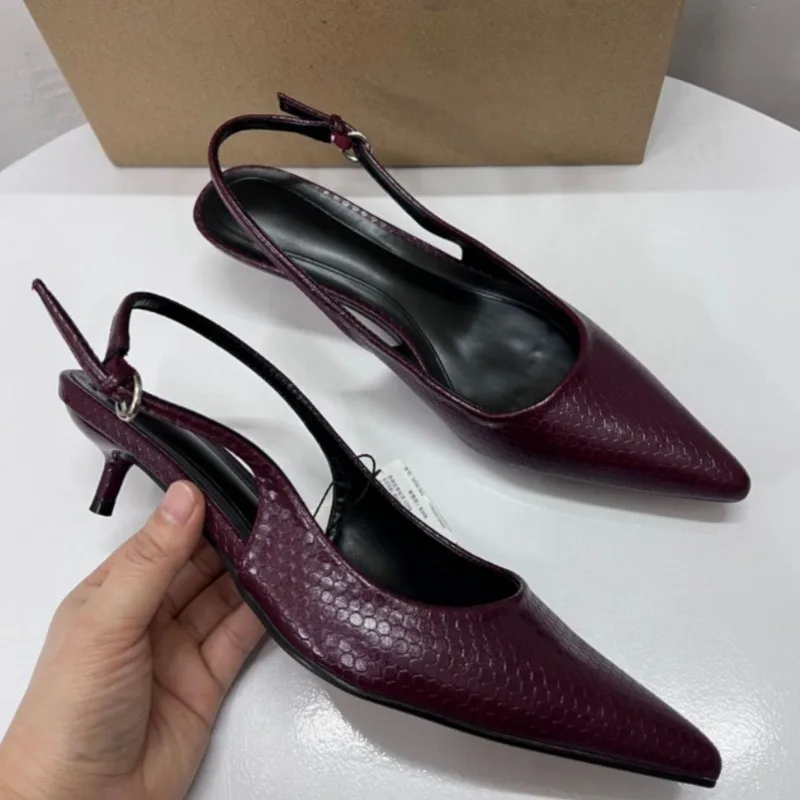 High Heels Office Lady Shoes Sexy Pointed Toe Slingback Footwear Pumps Elegant Designer Stiletto Concise Women Dress Sandal