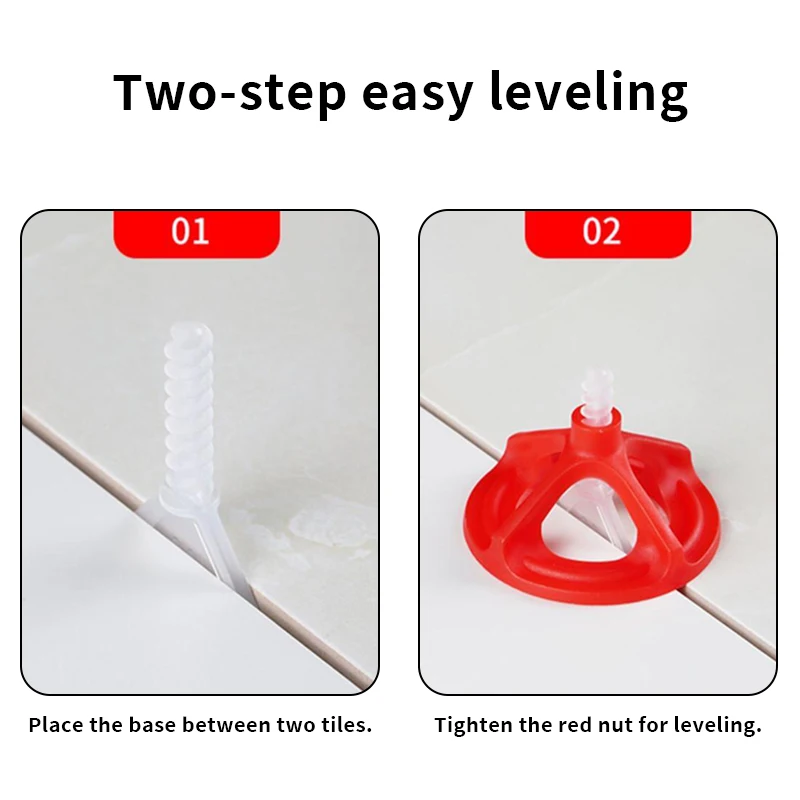 New ceramic tile leveling system spiral base red nut is used for tiling and seam leveling.