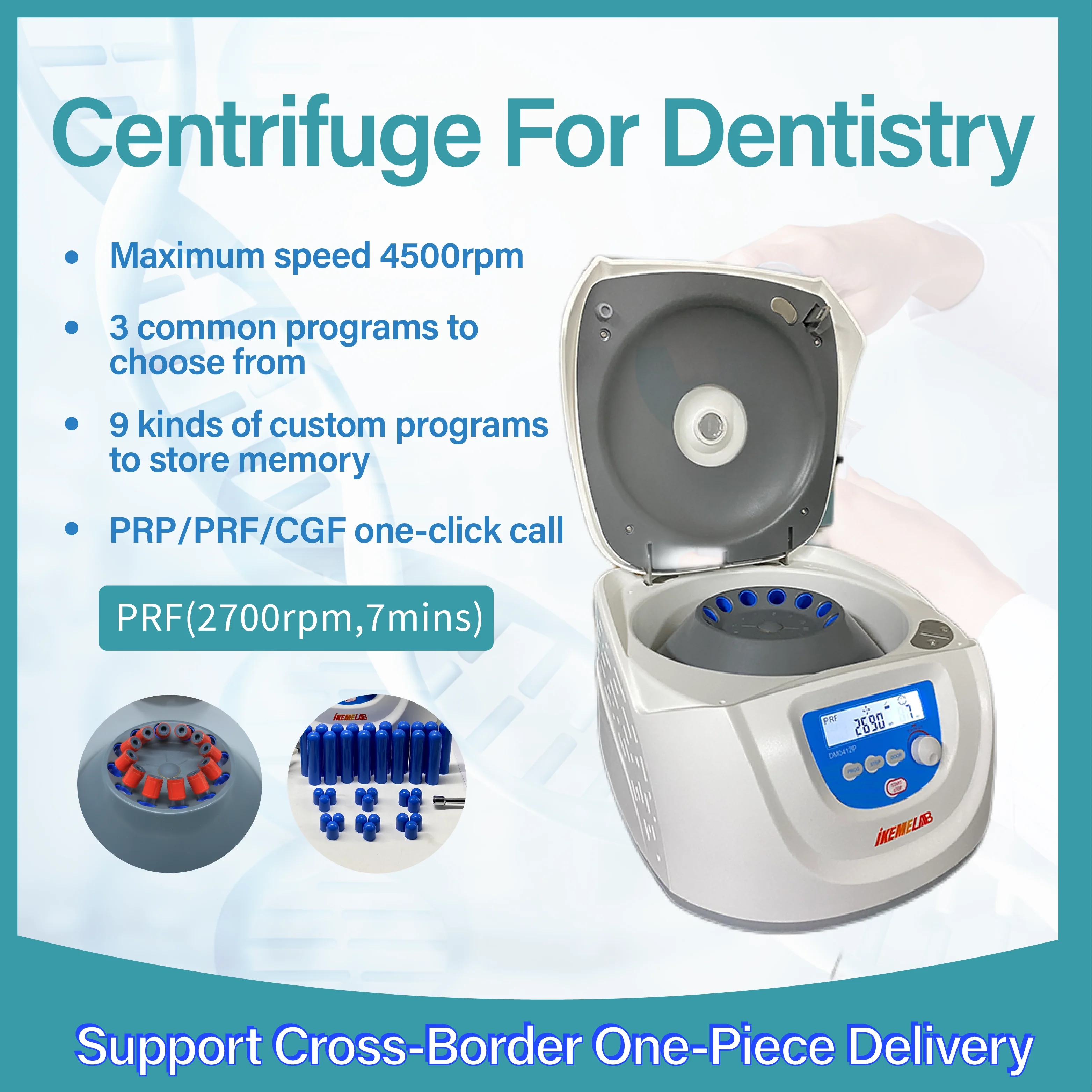 IKEME Centrifuge DM0412P PCF CGF Centrifuge Slow Speed 300-4500rpm For Tube 15ml*8 10ml*12 Laboratory Beauty Dentistry Hot