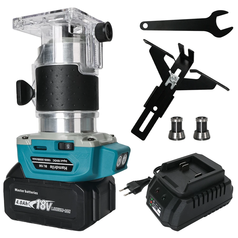 18V Brushless Woodworking Electric Trimmer 5 Speeds Machine Wood Router Engraving Slotting For BL1830 1840 1850 1860 Batteries
