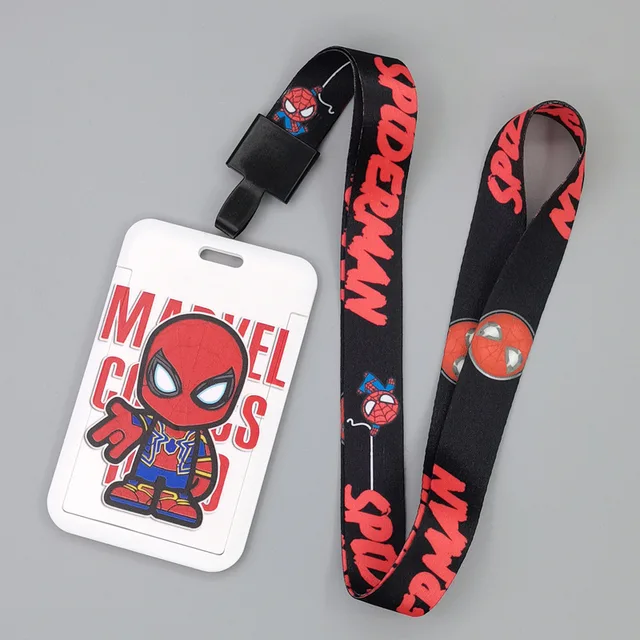 Marvel Movie Characters Card Cover Captain America Spiderman Super Heroes ABS Card Holder Student Campus Card Hanging Lanyard ID Xhmw02