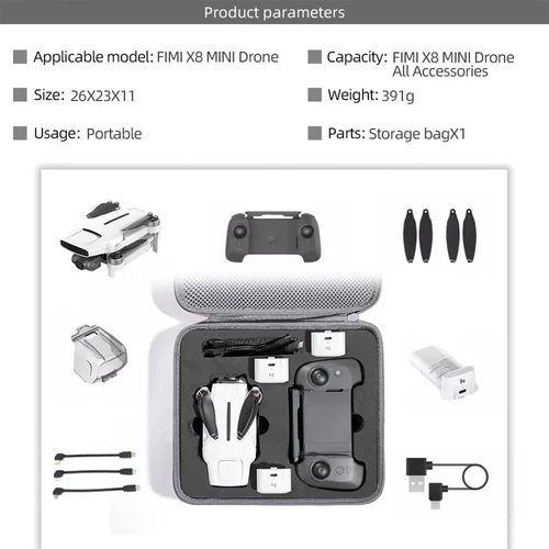 Fimi X8 미니 방수 여행 핸드백 케이스에 대 한 스토리지 박스 배터리 원격 제어 충전기 액세서리 Shockproof 운반 가방 5