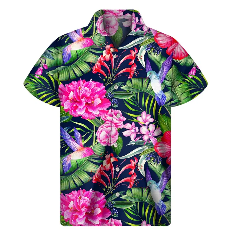 thumbnail image 1 of Camisa hawaiana con estampado 3D de plantas tropicales para hombre, camisas playeras con botones y flores, camisetas de manga corta de verano para hombre, blusas de calle, blusa Aloha, 1 of 4
