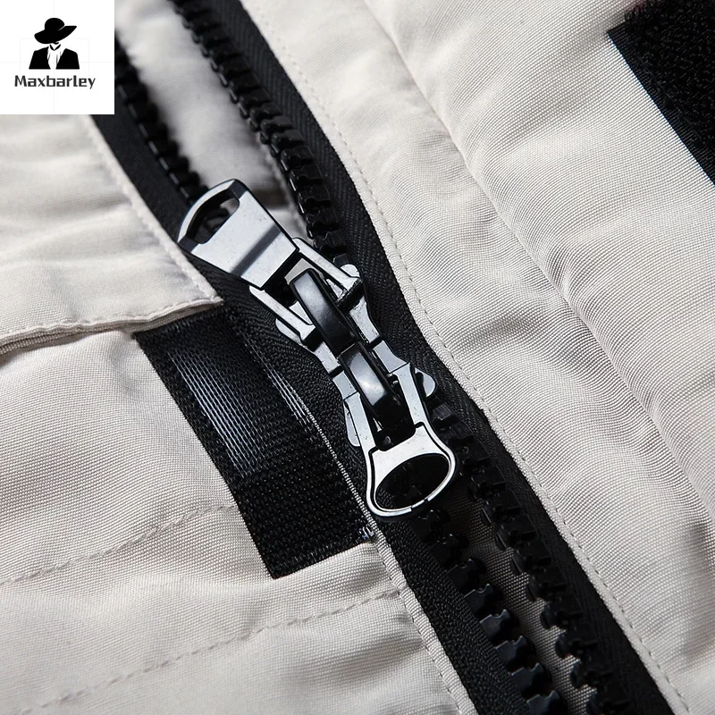 Winter Down Jacket Men's South Korea Running Fur Collar Hooded Luxury White Duck Down Warm Coat Cold-proof Tooling Parka