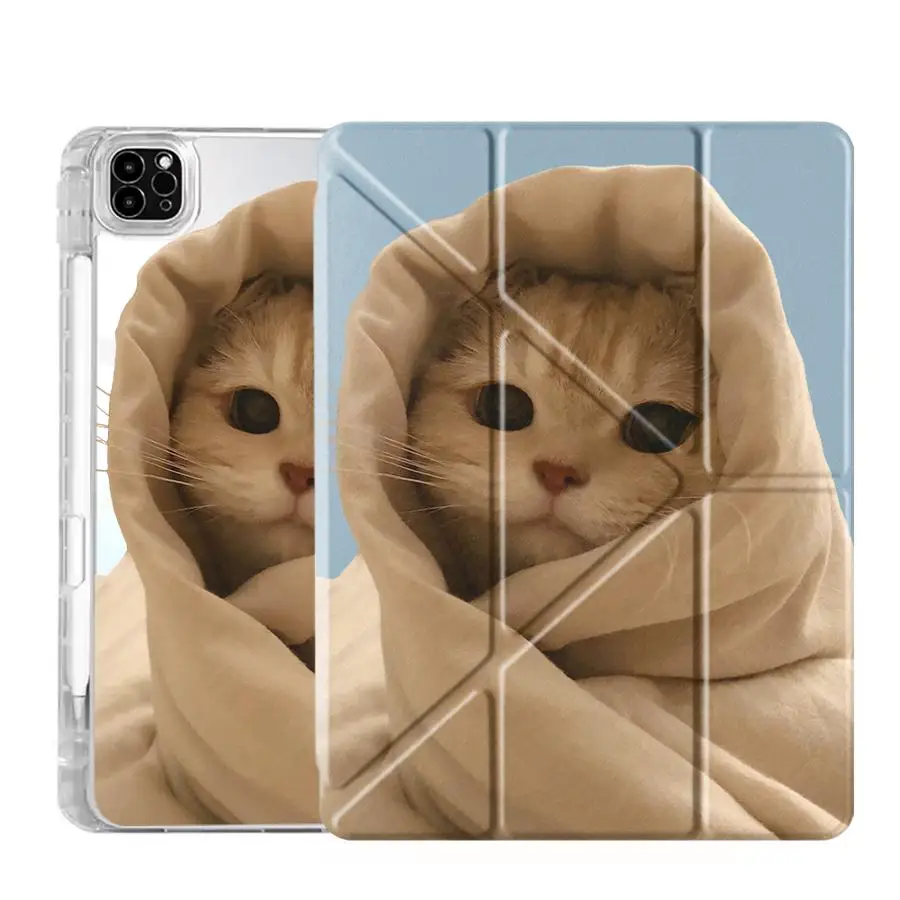 Cozy Cat Y-Fold Tablet Case with Holder - Premium Protection and Style