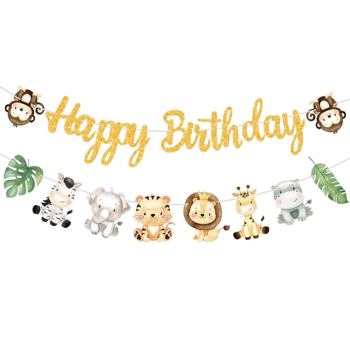 Birthday Banner Party Decorations Animal Banner Jungle Safari Kids Birthday Decor