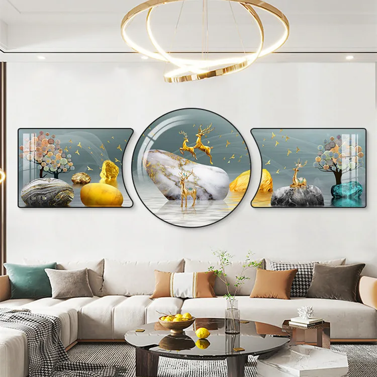 

room decorative painting modern simple new round mural light luxury atmosphere sofa background wall paint