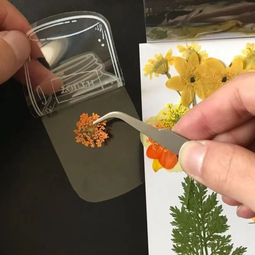 20 Pcs Transparent Glassware Shape Dried Flower Bookmarks Herbarium Bookmarks Flower Page Clips Reading Mark Stickers