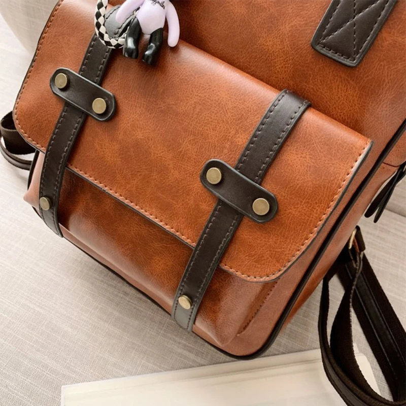 Women Anti Theft Backpacks Students School Bag for Teenage Girls Vintage Laptop PU Leather Travel Daypack