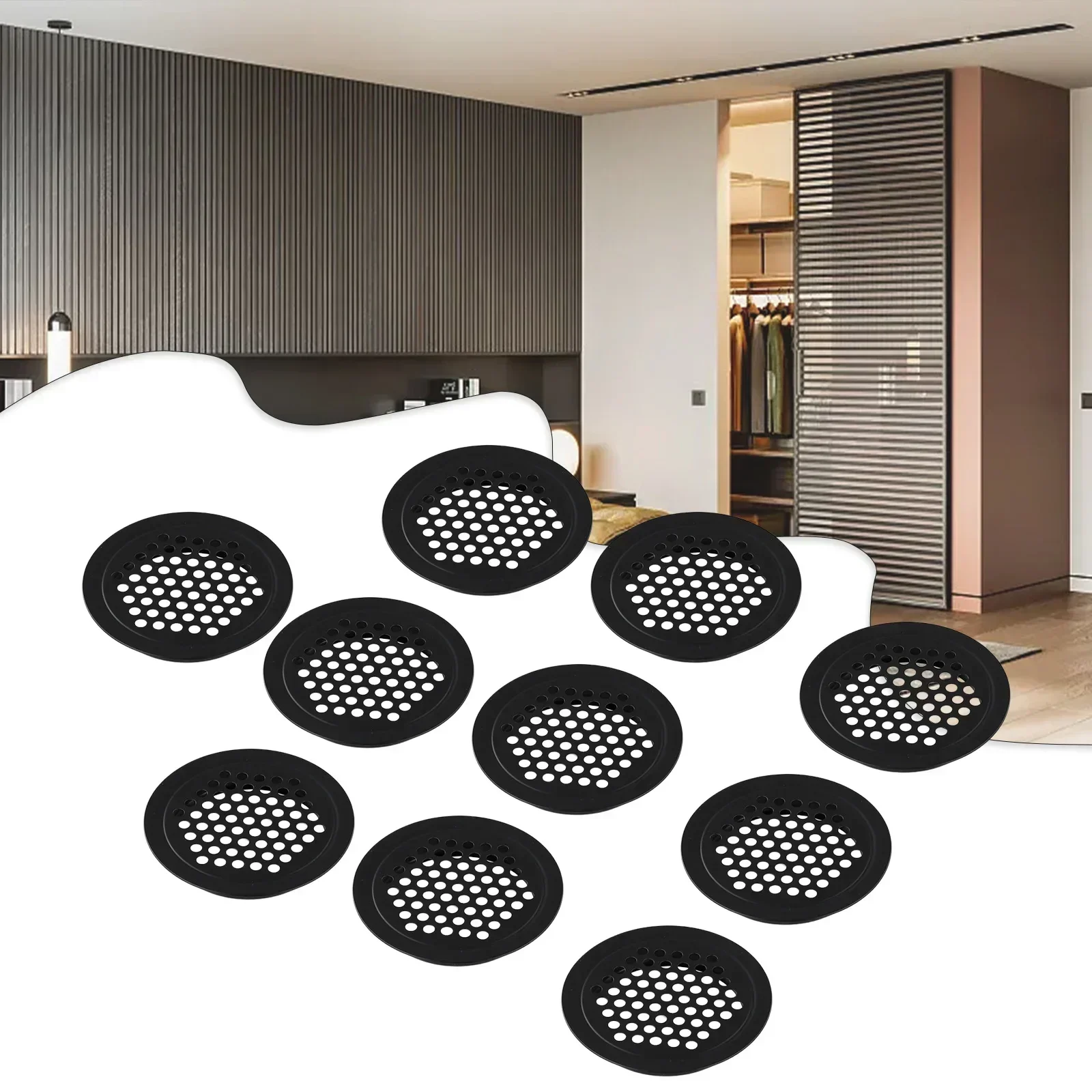 10X Metal Cabinet Cupboard Round Air Vent Grill Cover Ducting Ventilation Home 19/25/29/35/53mm Parts For Wardrobes Shoe Cabinet air vent grille ventilation grille air vent cover ducting ventilation cover