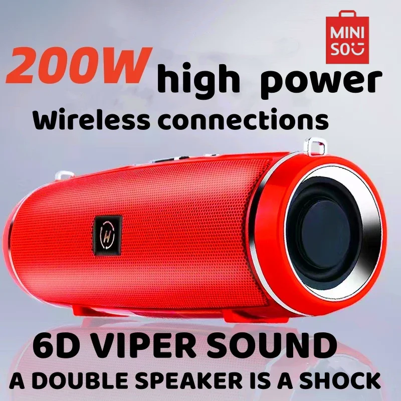 200W High-power Bluetooth Speaker Portable Bass Outdoor Wireless Audio 3D Surround Bluetooth Speaker TWS/FM/Voice Acoustics