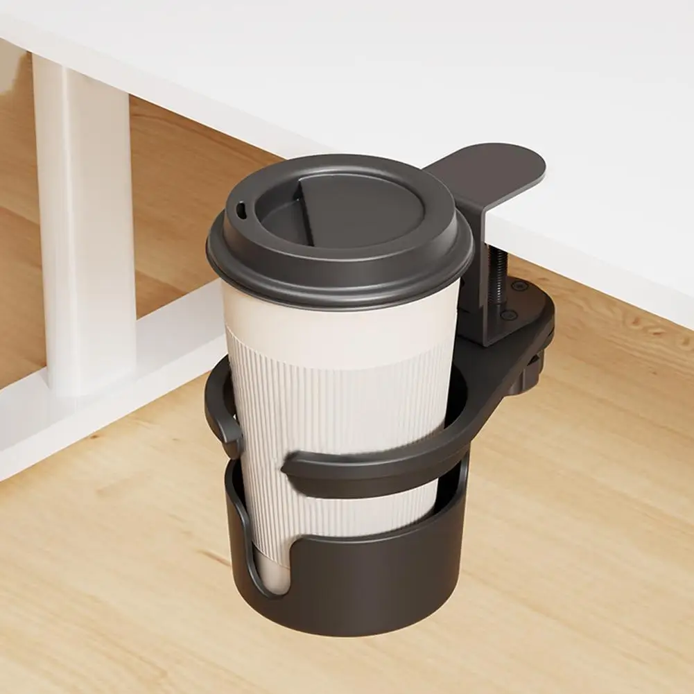 Universal Desk Cup Holder Adjustable Arm Clamp Stand Anti-fall Edge Holder Clamp Table Rotating Cup 360 Degree D4r9