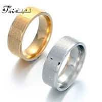 FairLadyHood Touchable Spain Scripture Bible Lord Prayer Cross Rings Never Fade Stainless Steel For Women Men Christian Jewelry 1