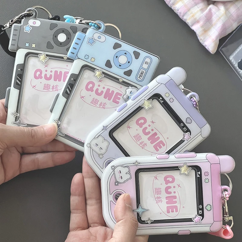 

Kawaii 3 Inch Mobile Shape Kpop Photocard Holder Photo Card Holder Bag Pendant School Stationery