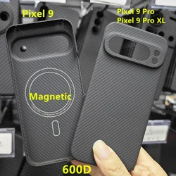 Ultra-Thin Carbon Fiber Magnetic Case with Metal Ring and Magsafe Compatibility for Pixel 9 (600D)