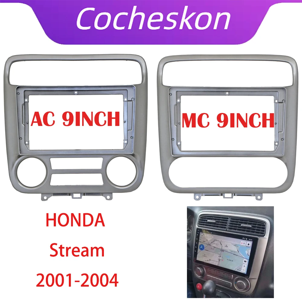 

Установка 9-дюймового автомобильного радио, DVD GPS Mp5, пластиковая панель Fascia ДЛЯ HONDA Stream 2001-2004, комплект крепления для приборной панели