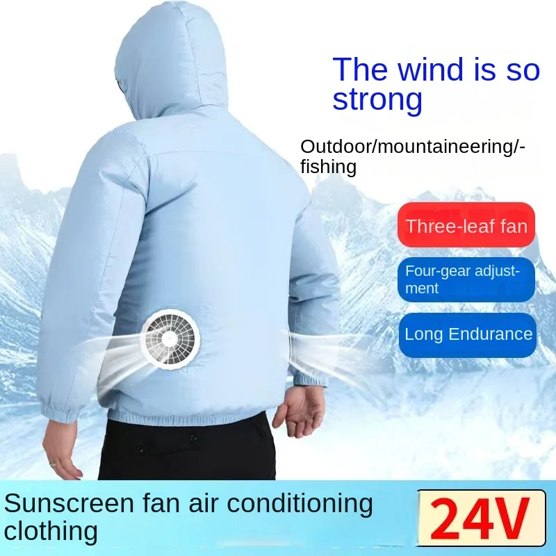 Cool Fan Jacket Men's USB Charging Cooling Air Conditioner Clothes Summer Hiking Clothes Outdoor UV Protection Hooded Coat Women unisex usb charging cooling fan baseball women men summer golf hat outdoor travel casual sun protection peaked caps