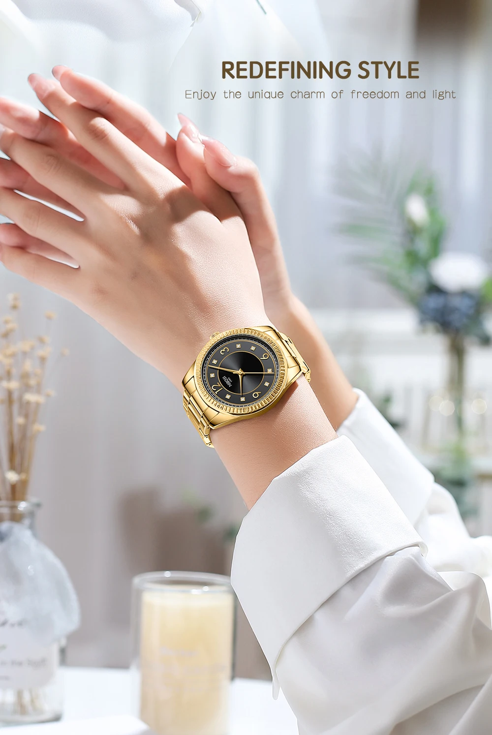 Luxury Men Women Watch Gold White Quartz Wrist Watch Stainless Steel Couples Clock Casual Waterproof Mens Watches_voghion.com