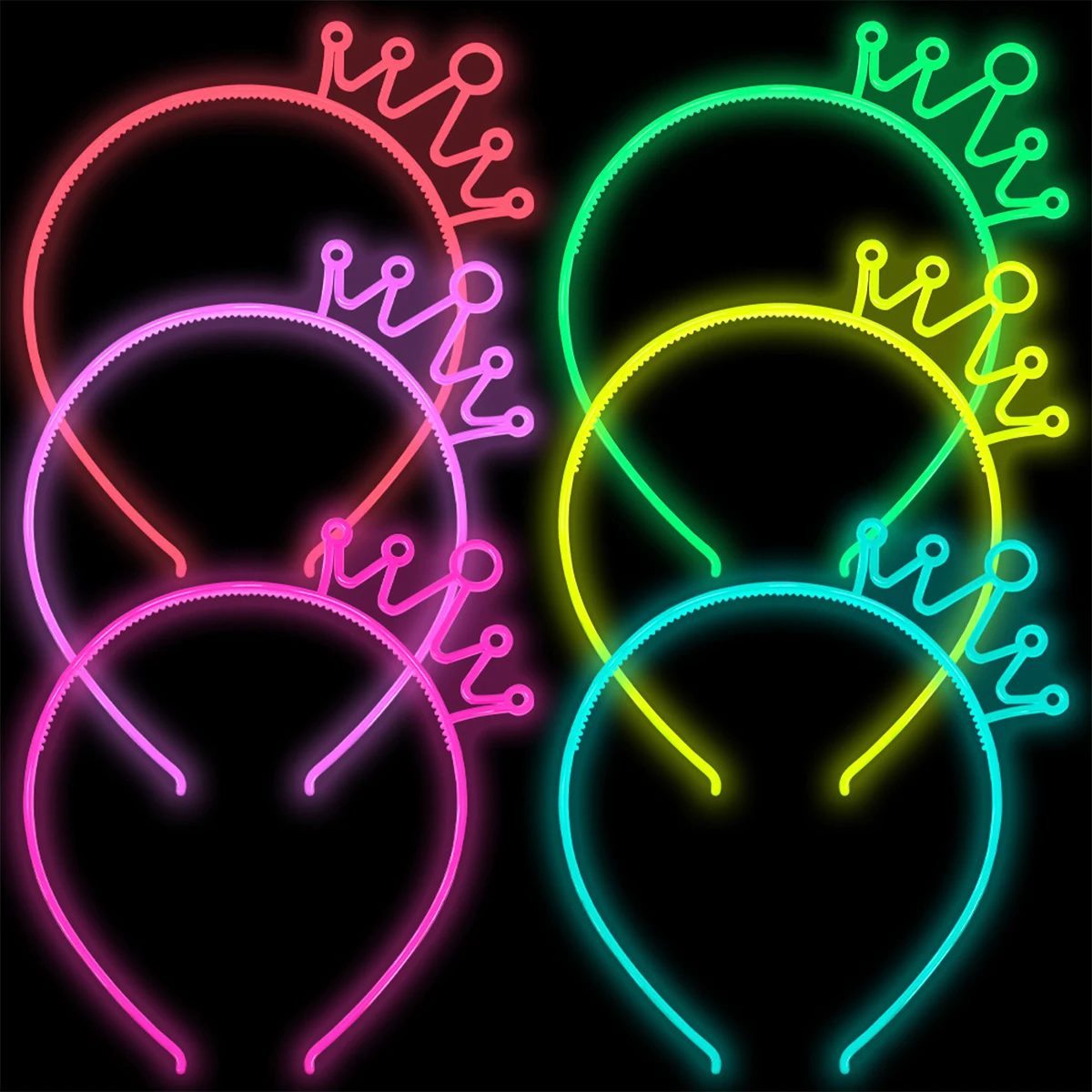 Glow headband luminous hair bands Fluorescent hair hoop luminous headband Party glow in the dark supplies photo booth For birthday wedding decor baby shower 6pcs