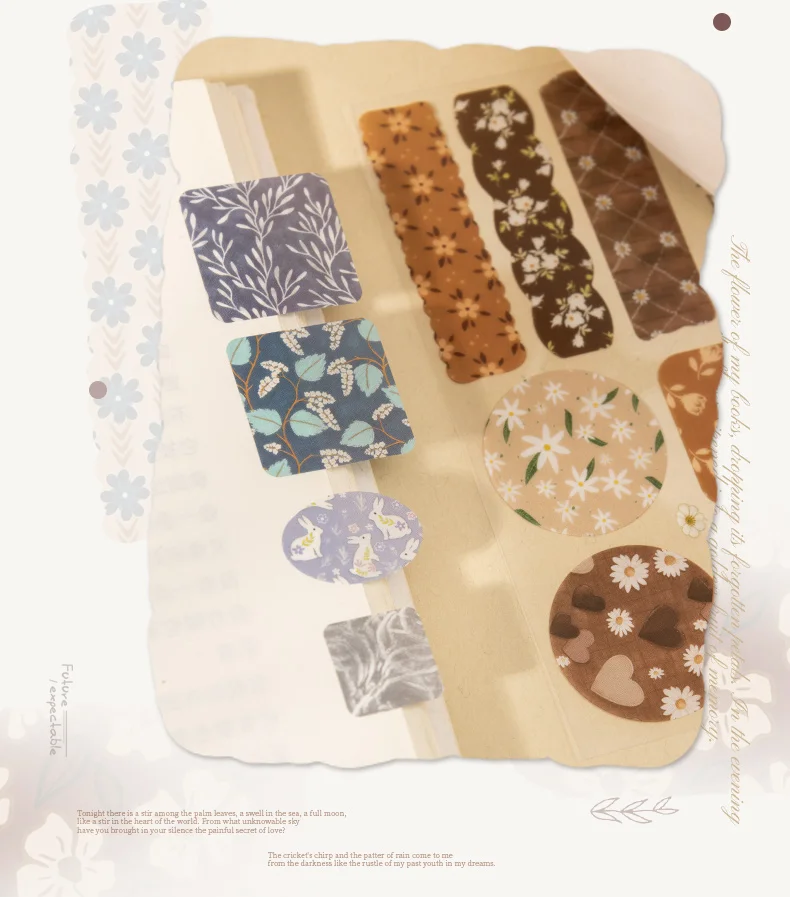 16 Stück PET-Stanzaufkleber, Buch, Texturfragmente, dekorative, handgefertigte Scrapbooking-Materialien, Tagebuch, Album, Bastelbedarf – Detail 7