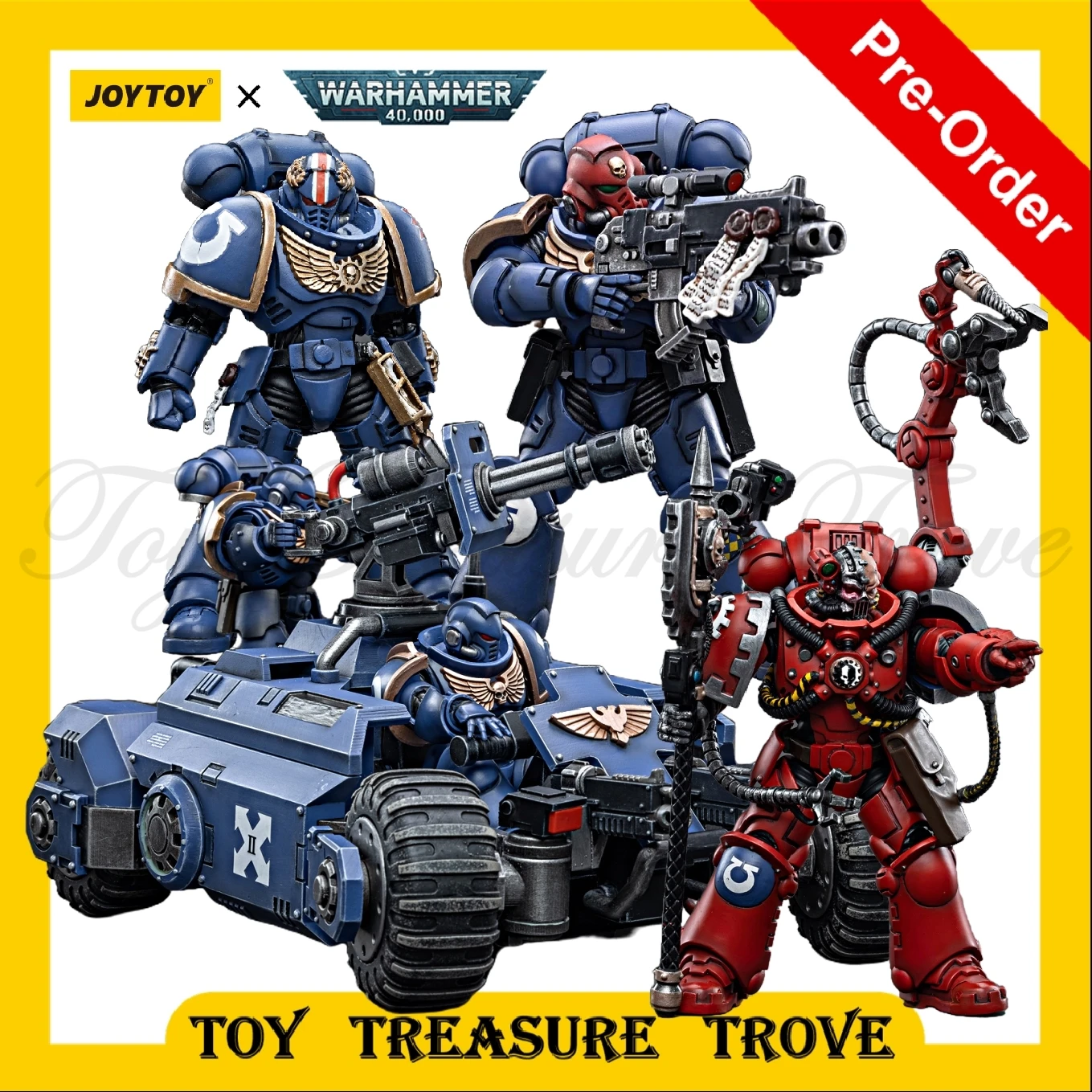 [Pre-Vendita] Joytoy Warhammer 40K 1/18 Action Figures Ultramarines Pack Invader Atv V2 Anime Modello Militare Giocattoli Collezione Regalo
