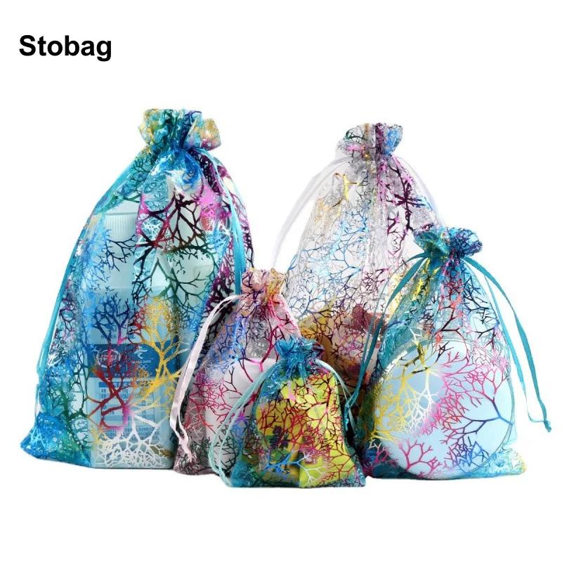 

StoBag 100pcs Organza Bags Candy Packaging Mesh Small Jewelry Gift Cosmetic Storage Pocket Pouches Wedding Favors Party Supplies