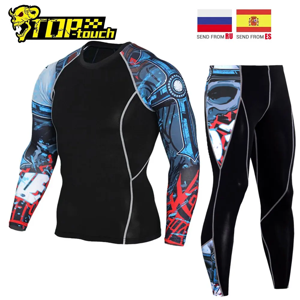 

Motorcycl T-Shirt & Tops Moto Men Tight T-Shirt + Pants Long Sleeve Compression Sport Set Motorbike Quick Dry Base Layer Suit