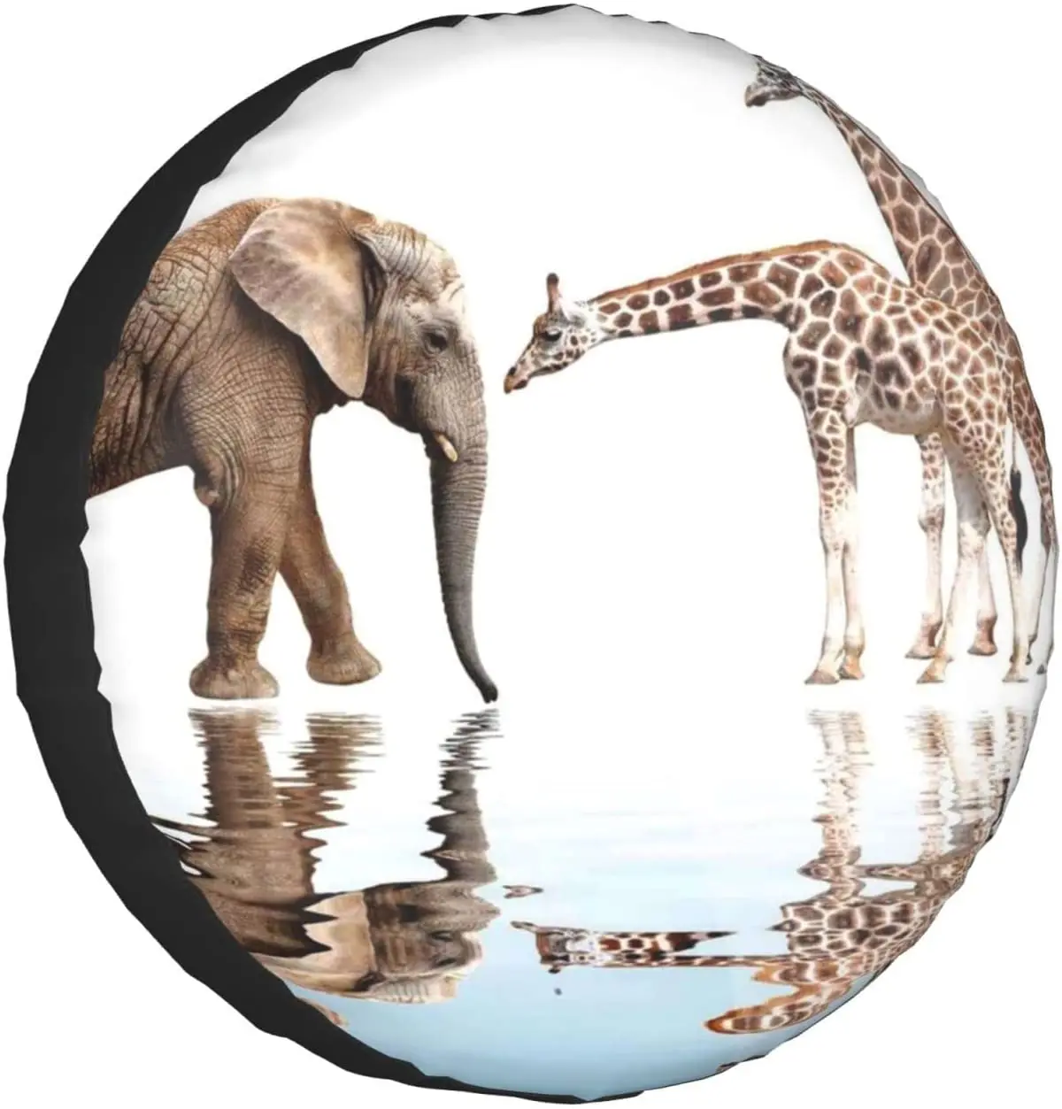 

Giraffe and Elephant Printed Spare Tire Cover Waterproof Tire Wheel Protector for Car Truck SUV Camper Trailer Rv 14"-17"