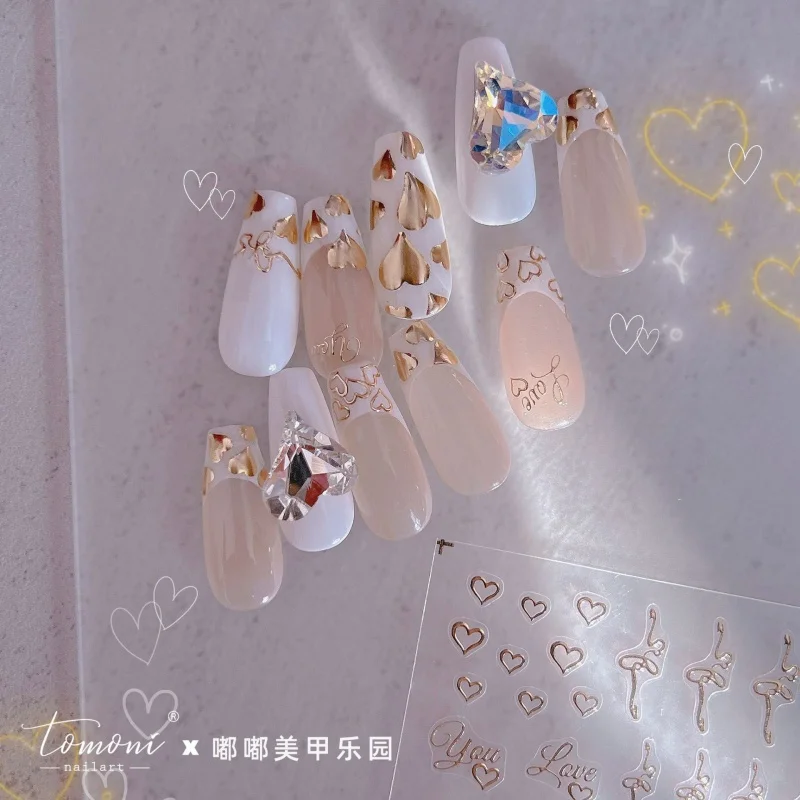 

[Meow.Sensei] Gilding 1310 Dudu Cooperation Adhesive Nail Stickers Japanese Stickers 5d Nail Stickers Love