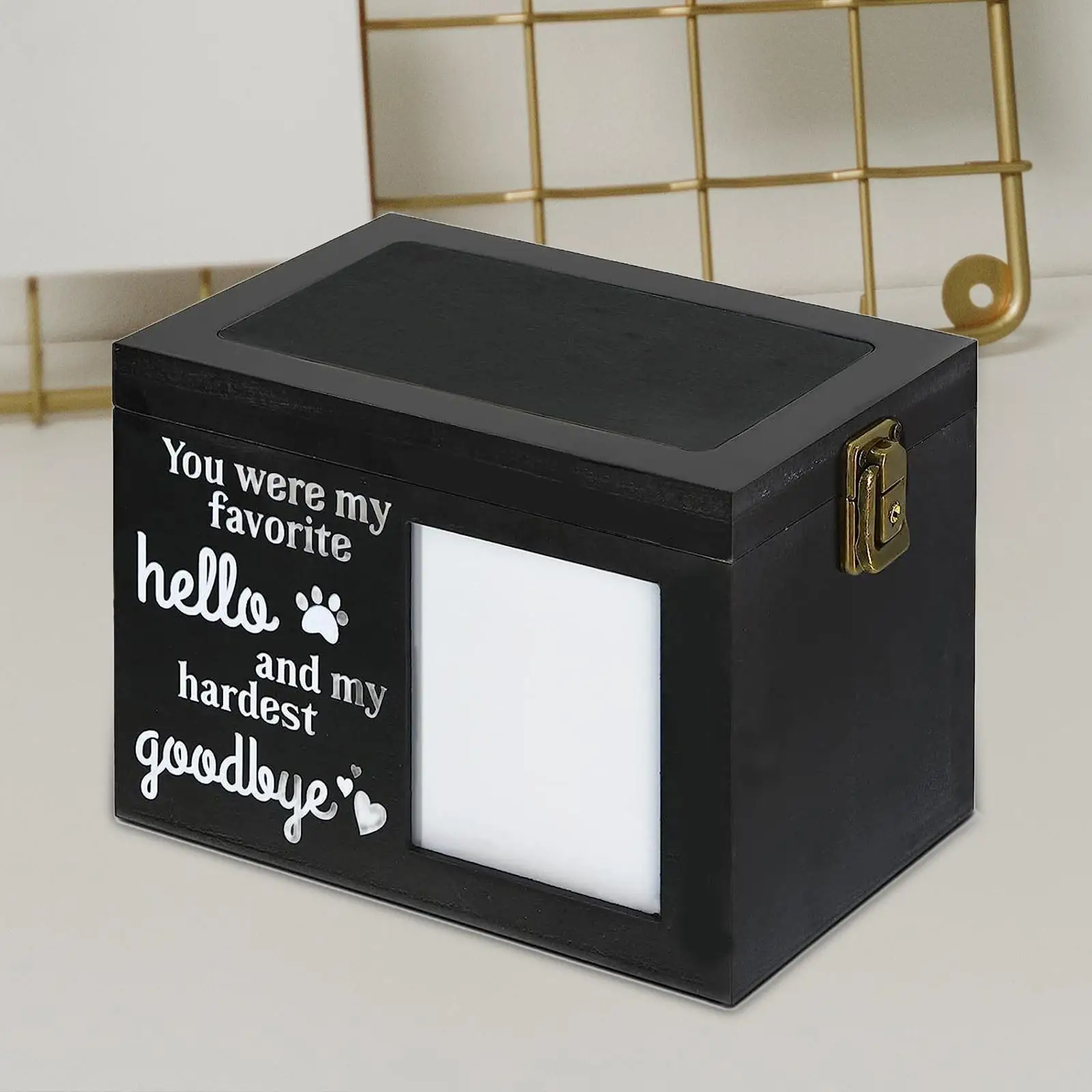 Pet Ashes Urn Keepsake Urn with Photo Frame Sealed Durable Wooden Pet for Loss Remembrance Gift Collar Rabbits Cats